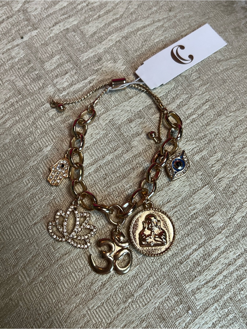 Namaste Gold Charm Bracelet